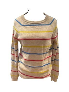 Philosophy Beige Crewneck Sweater  Stripes 100% cashmere